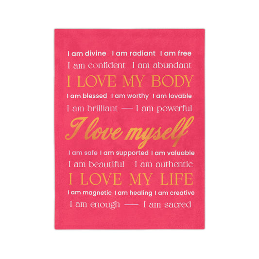Self-Love Affirmations Soft Fleece Blanket - Pink